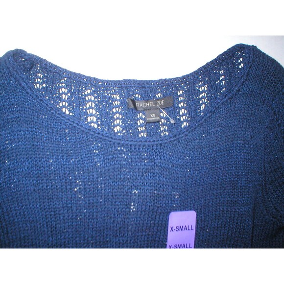 New Rachel Zoe Open Weave Sweater Dark Blue Navy XL Womens Karla Top Designer - Picture 2 of 4